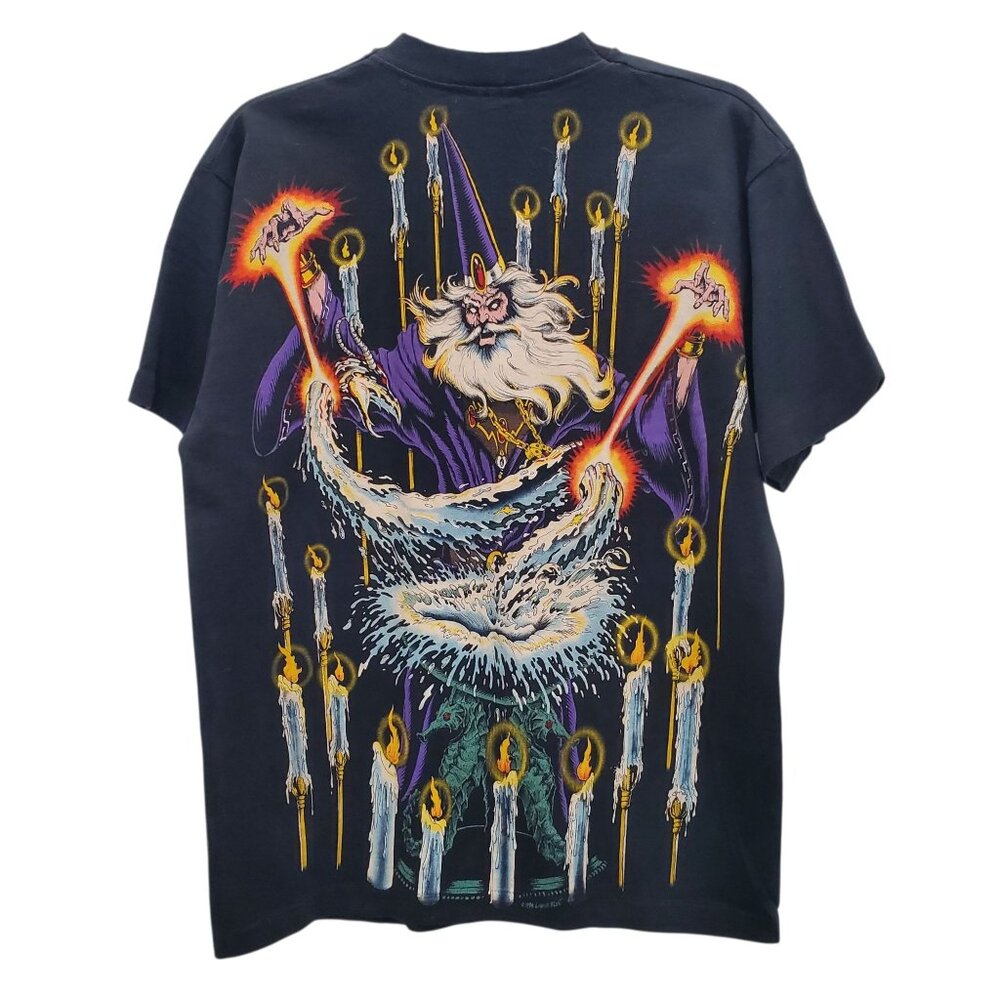 Liquid Blue 1994 Single Stitch Full Print Double Sided Wizard‎ Graphic Grail Tee - Picture 9 of 9